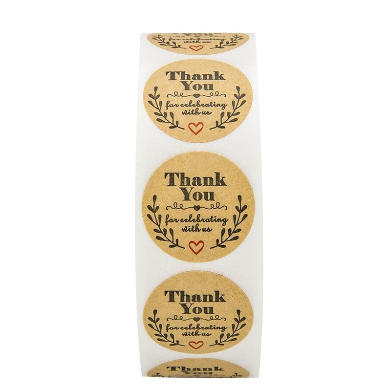 (JUMBO ROLL) Thank you labels for your small business (500 Labels) 1in