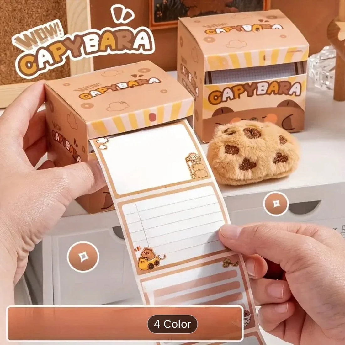 Cute Capybara peel Off sticky notes I Pack of 1 (256 pcs roll )