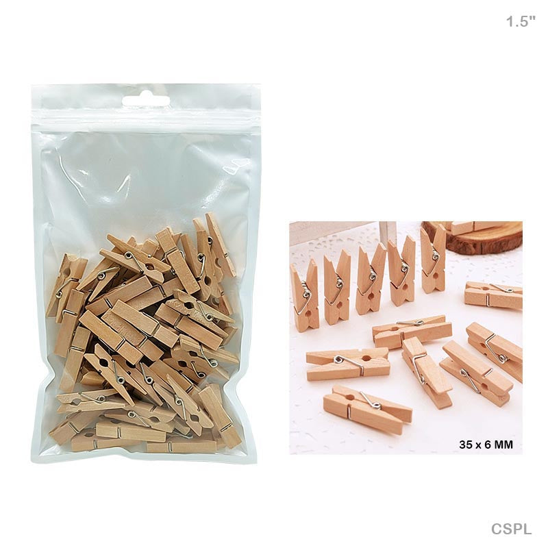 Clip 50Pc Small Plain 1.5" Wooden (Cspl)