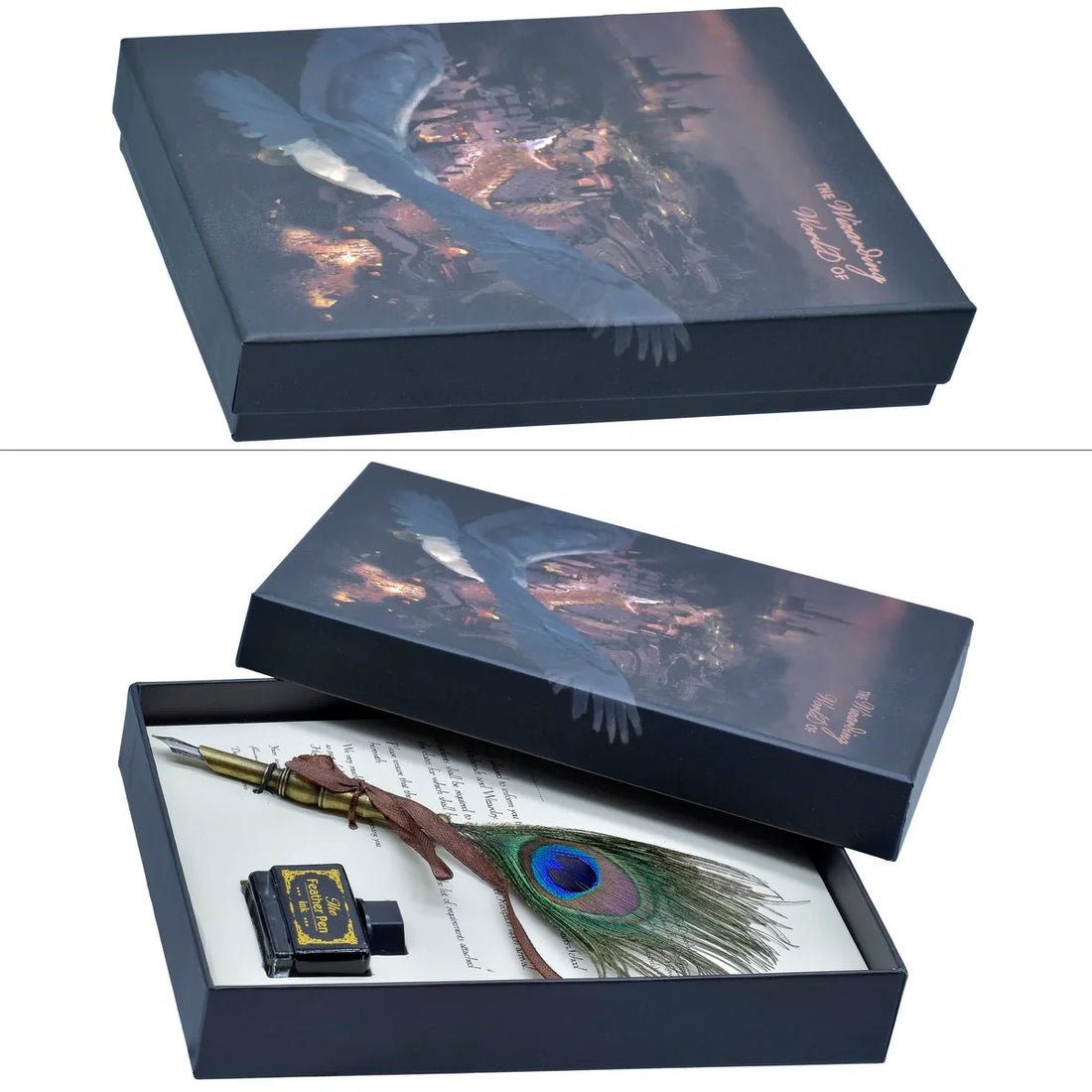 Premium Peacock Feather Fountain Pen Gift Box set With Ink l pack of 1 pen set