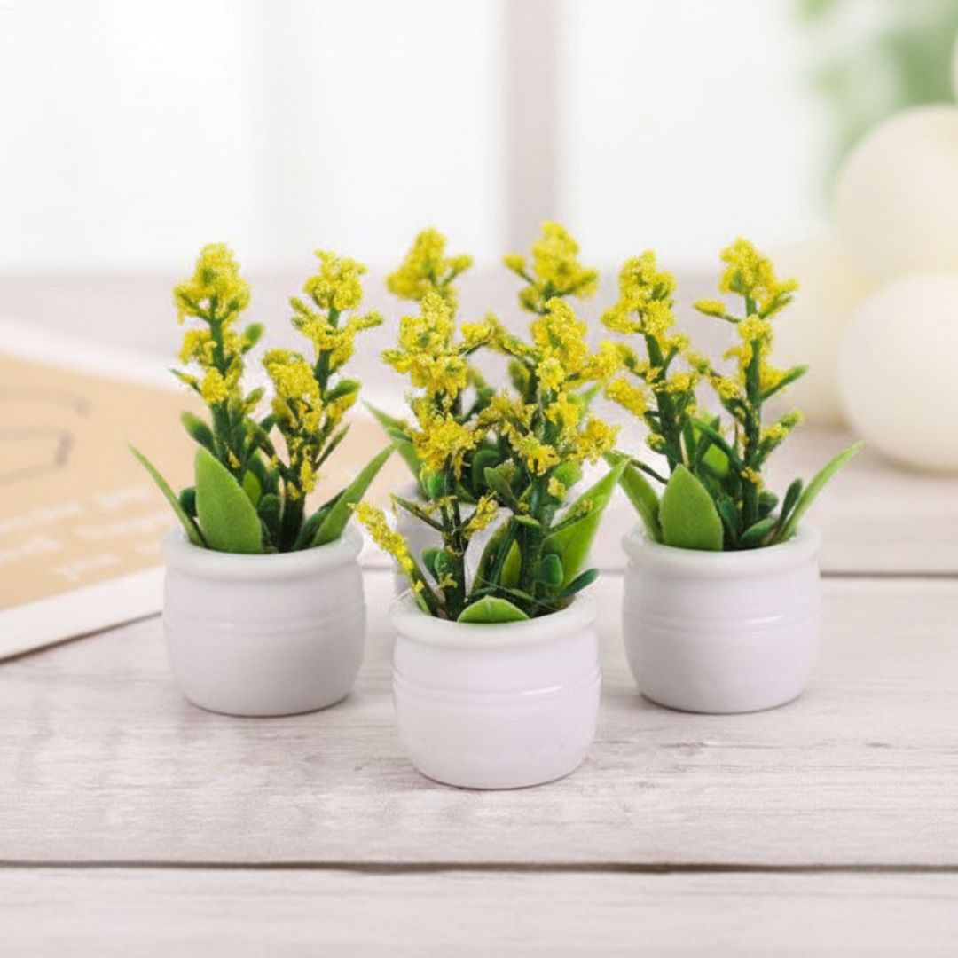 small yellow plant pot Miniature Yellow Flower plant (4pcs) Pack of 1 – Inkarto