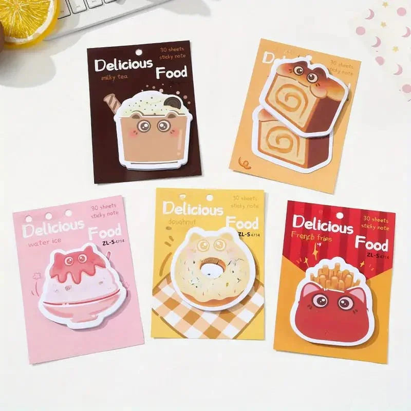 ( Buy one Get One Free ) Mini Cute Fastfood Sticky Notes l Pack of 1 includes 30 sheets l 3X3