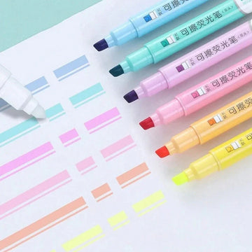 Erasable Pastel highlighter by twin for projects and journaling l Pack of 6 highlighters