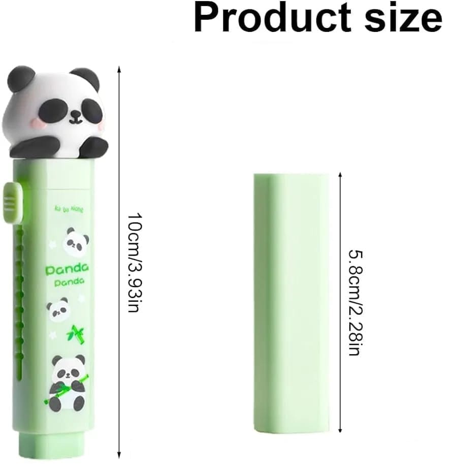 Bright International Erasers & Sharpeners Panda Pushpull Mechanical Rubbers with 1 Pcs Refill Erasers for Kids Students, Stationery Gift for Kids, Return Gift for Kids (assorted color)