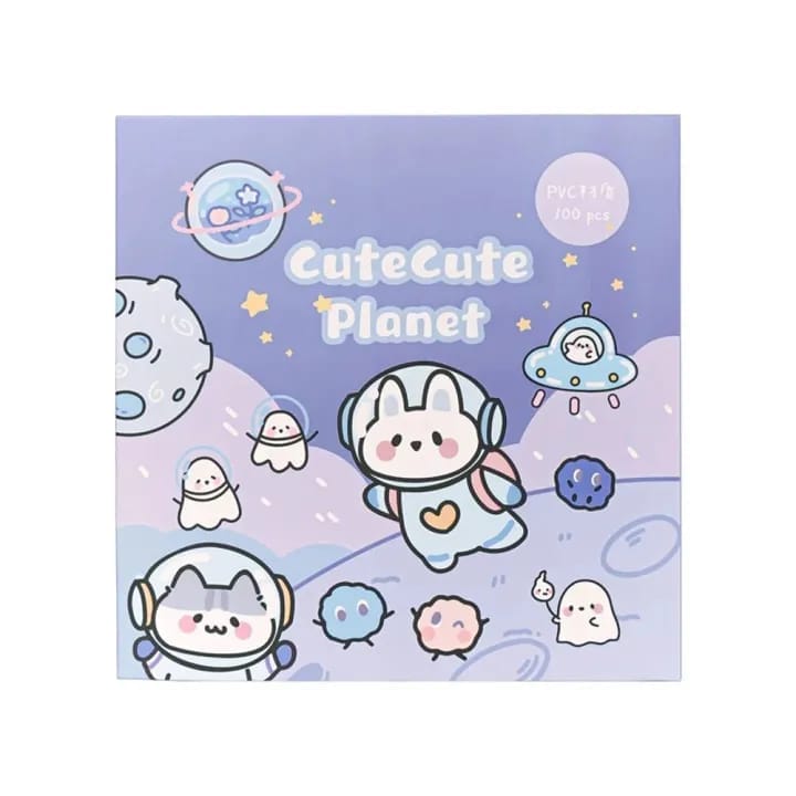 Bright International Journaling Supplies Cute Colorful Kawaii | Planet-space themed Stickers |Box Of 100 Sticker - works on resin too