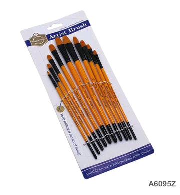 Premium Orange handle soft brush set for artist (10 brushes)