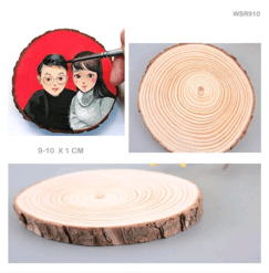 Wooden Slice Round I wooden plate for Diya decor I Diwali decor wooden plates - 9-10x1cm (Contain 1 Unit)