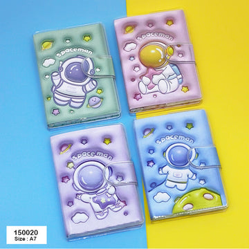 Pastel 3D Spaceman Themed Cute Mini Diary with Velcro Lock - A7 Size (Contain 1 Unit)