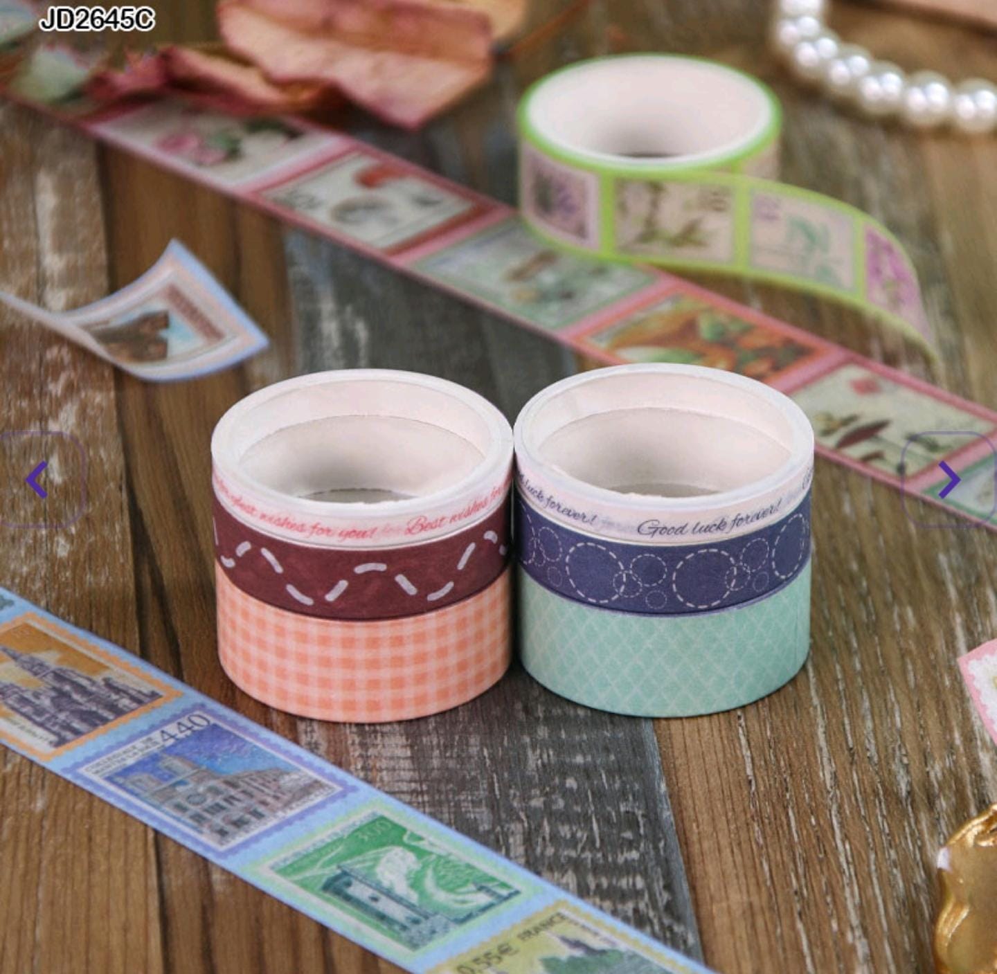craftdev Mumbai branch Tapes & Adhesives Vintage washi tape with stamp print tape (pack of 10 tapes)