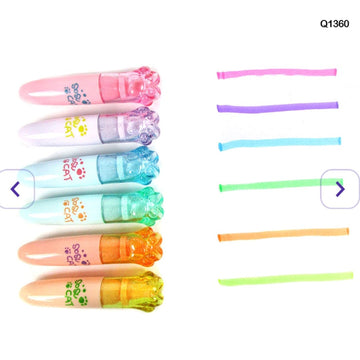 Paw pastel highlighter (Pack of 6) | Kawaii return Gift Highlighter  | Korean Highlighter