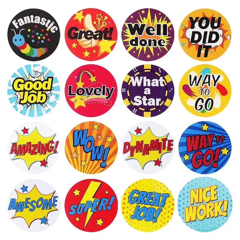craftdev Thankyou Stickers 500Pcs/Roll Cartoon Reward Stickers - Cute Students Motivation Teacher Encouragement Sticker