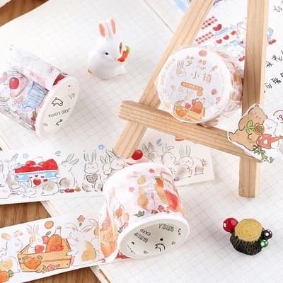 craftdev Washi Tape Premium Kawaii Sticker Roll - 1 Roll of Adorable Journaling and Decorative Craft Stickers