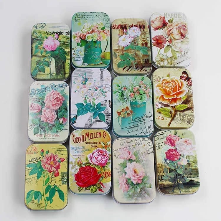 Dj household Gift Boxes & Paper Bags Vintage floral MIni Rectangular  Metal Tin Box - A Gift and Storage Solution for Small Treasures( 9.5X6 CM )-pack of 1 tin