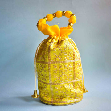 Stylish Potli Hand Bag Mini Cloth Pouch | Ideal Wedding Return Gift, Cosmetics, Jewelry, and More | Size: 21 x 11 cm