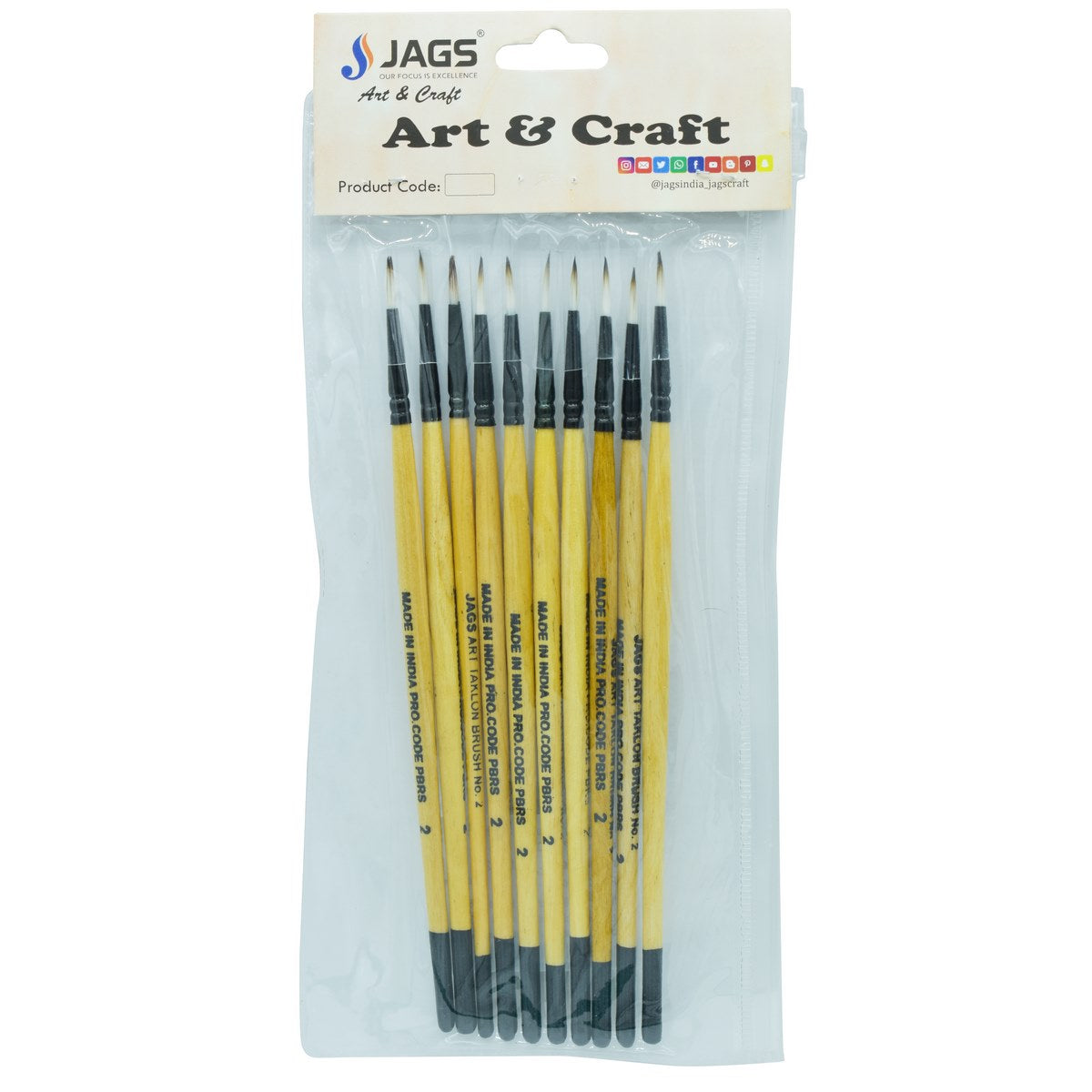 jags-mumbai Brush Synthetic Hair Round Painting Brush - No. 2 ( Contain 1 Unit0 )