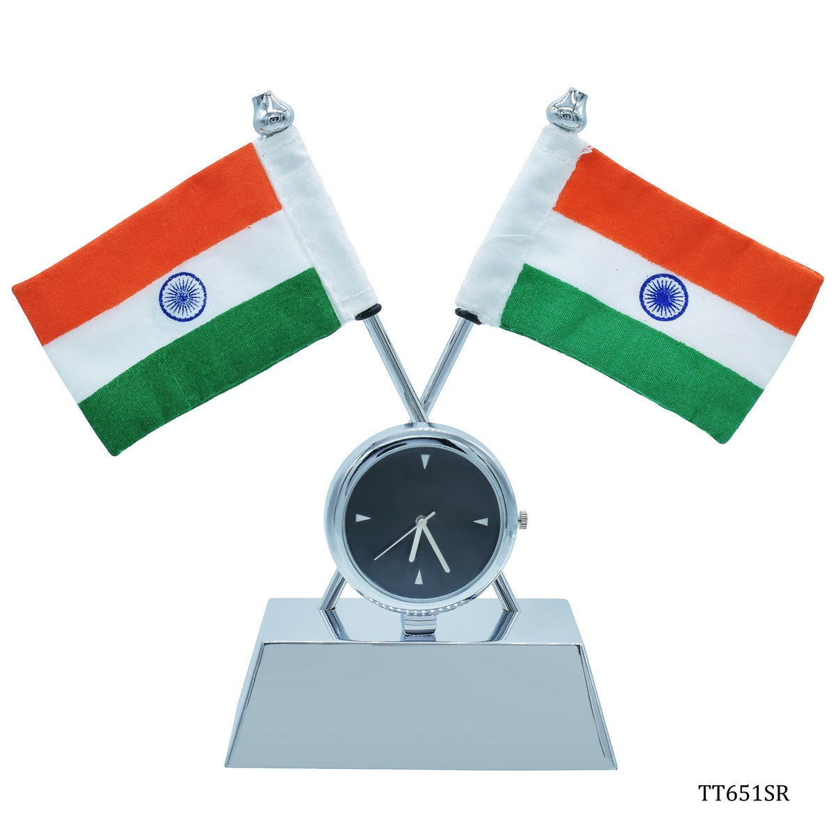 jags-mumbai Corporate Gift set Table Top Cross Flag Silver With Watch TT651SR