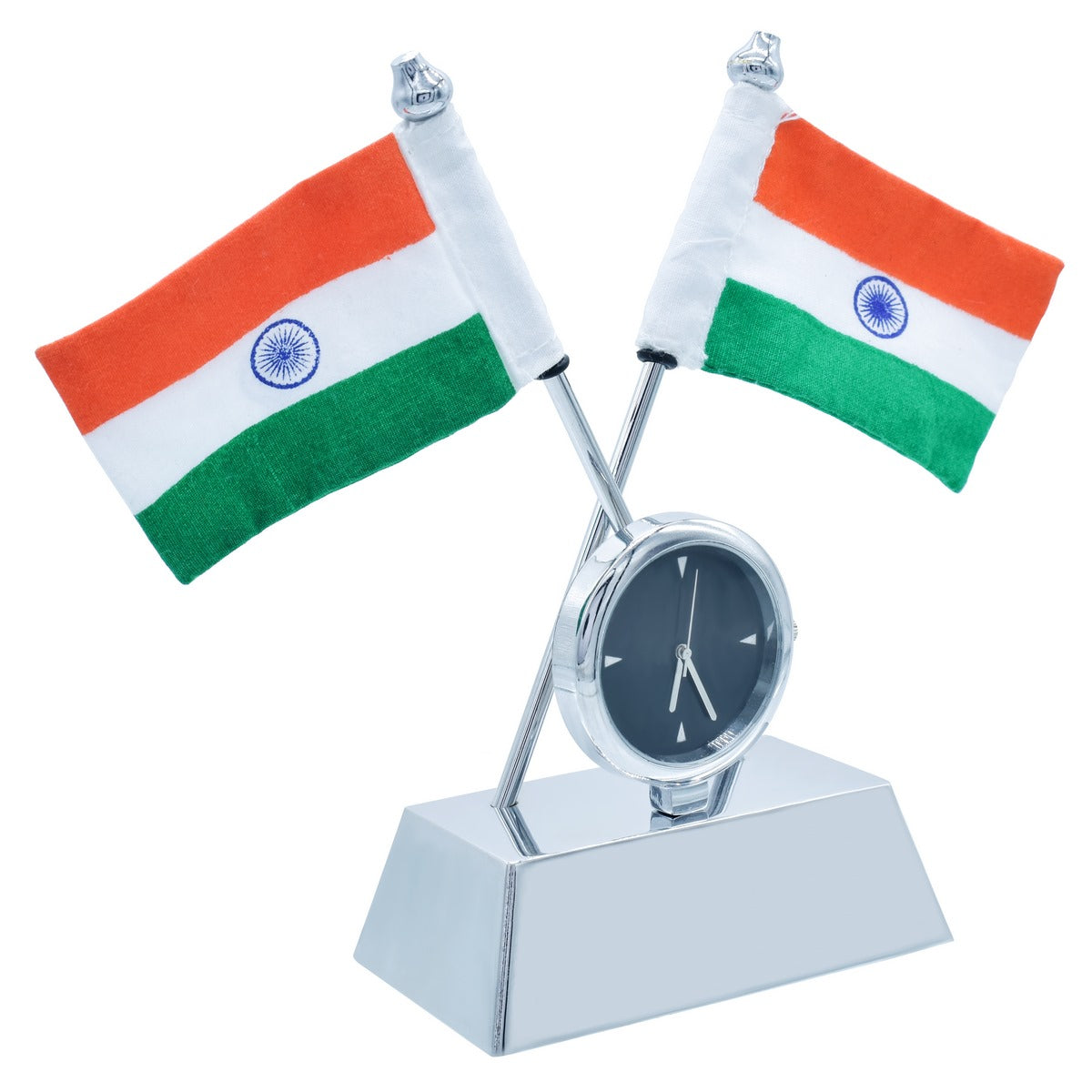 jags-mumbai Corporate Gift set Table Top Cross Flag Silver With Watch TT651SR