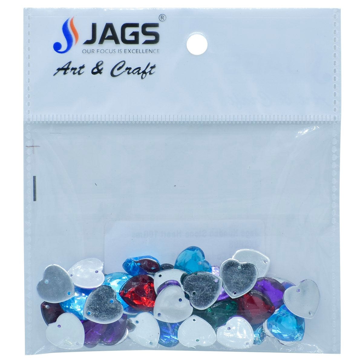 jags-mumbai Craft Accessories Jags Kundan Stone With Hole Heart 10Gms 12MM JKSR08