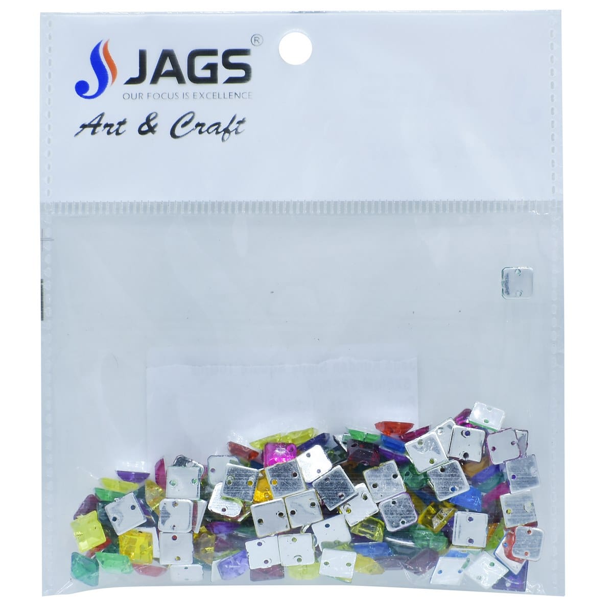 jags-mumbai Craft Accessories Jags Kundan Stone With Hole Square 10Gms 6X6MM JKSR04