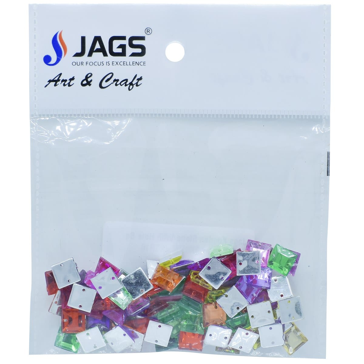 jags-mumbai Craft Accessories Jags Kundan Stone With Hole Square 10Gms 8X8MM JKSR10