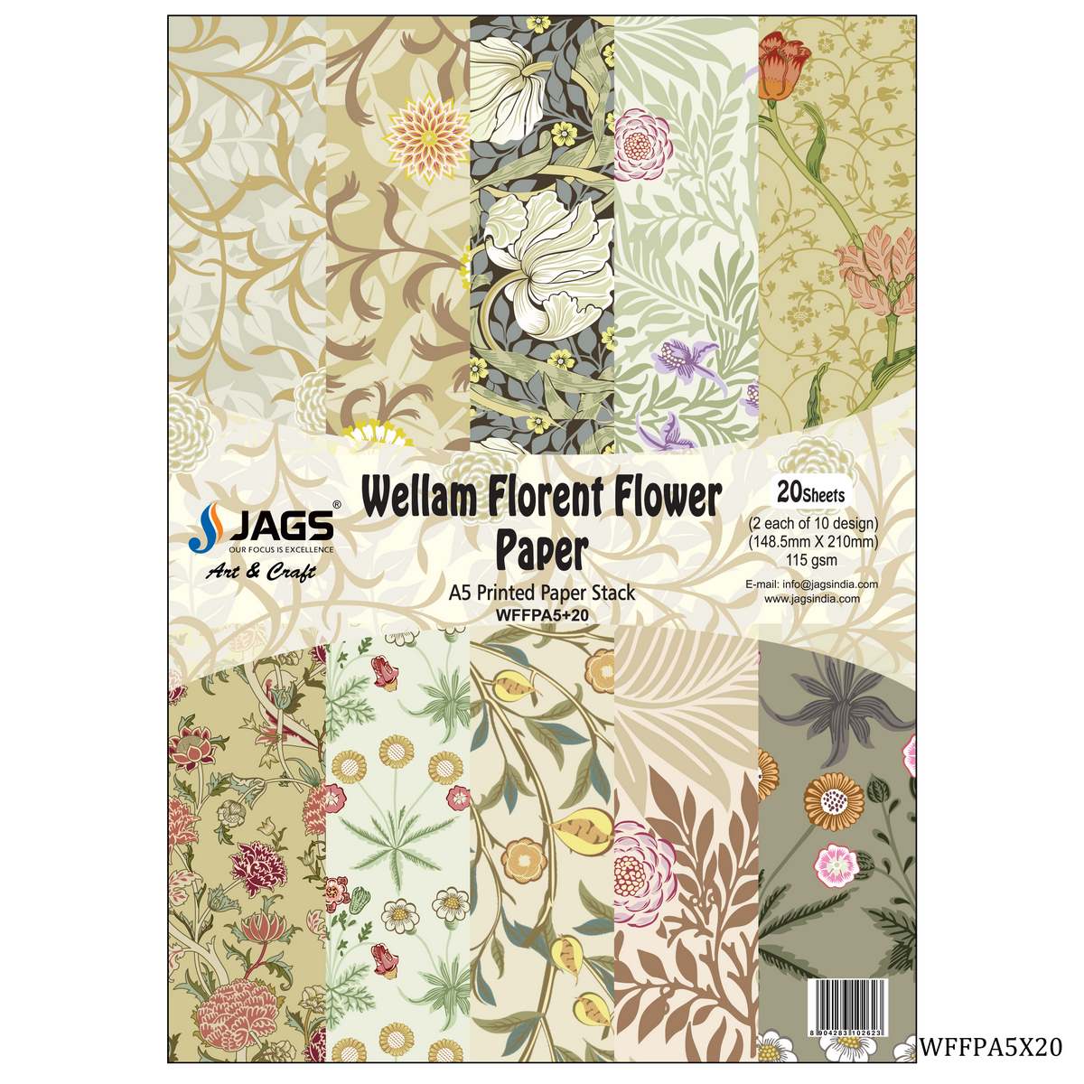 jags-mumbai Designed Paper Scrapbooking paper packs ,printed greeting papers of Vellum Paper A5 Florent Flower WFFPA5X20