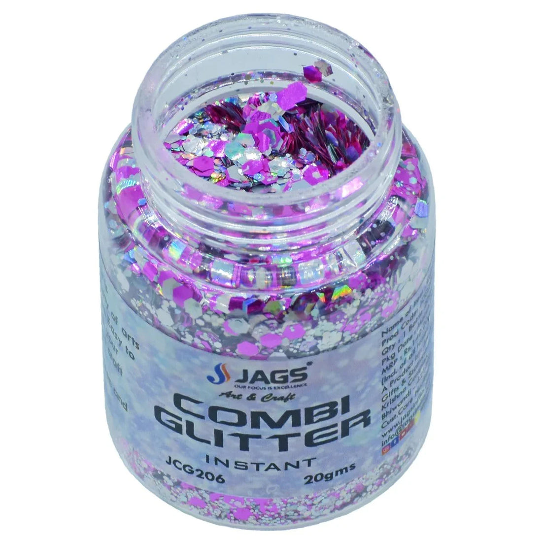 jags-mumbai Glitter Powder Jags Combi Glitter 6 Pcs Set (2No) Mix Colour JCG6P-2