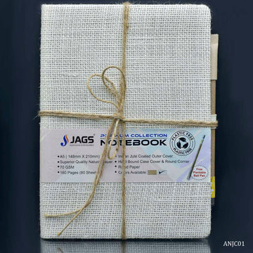 jags-mumbai Formal Diary A5 NoteBook Off White Jute Cover 160 Pages 80 Sheet