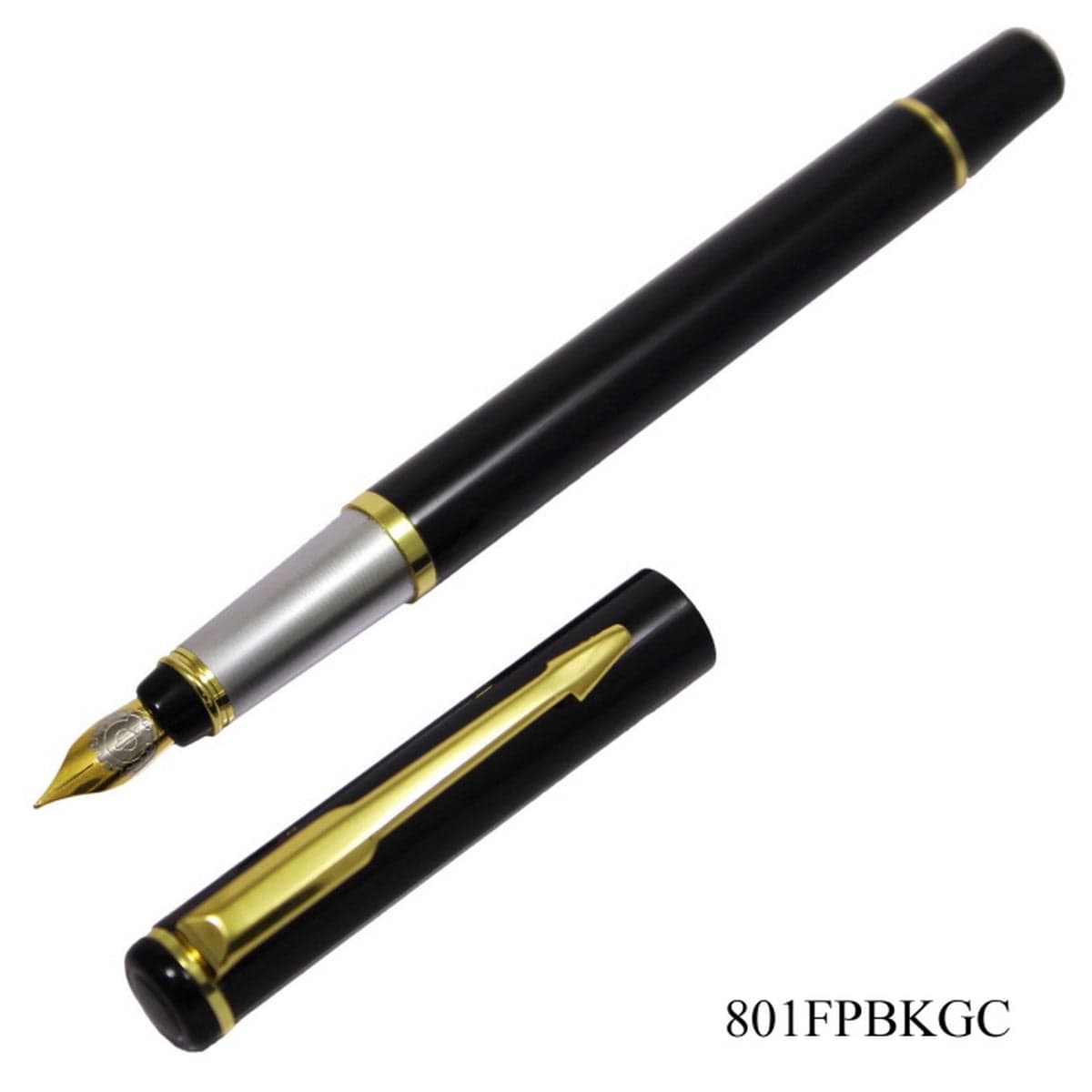 jags-mumbai Fountain pens Elegant Fountain Pen with Black Barrel and Golden Clip - 801FPBKGC
