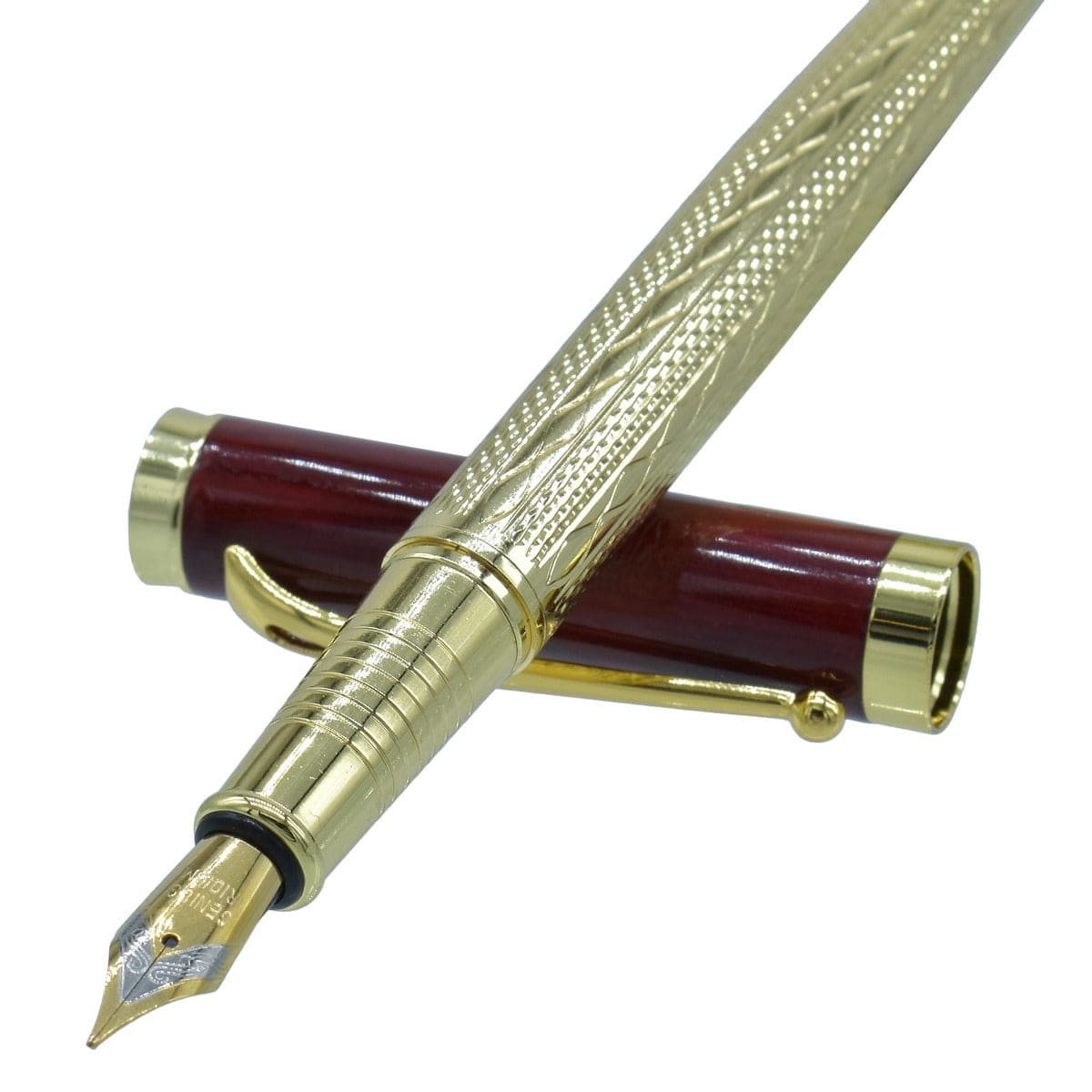 jags-mumbai Fountain pens Fountain pen half gold and red colour golden clip