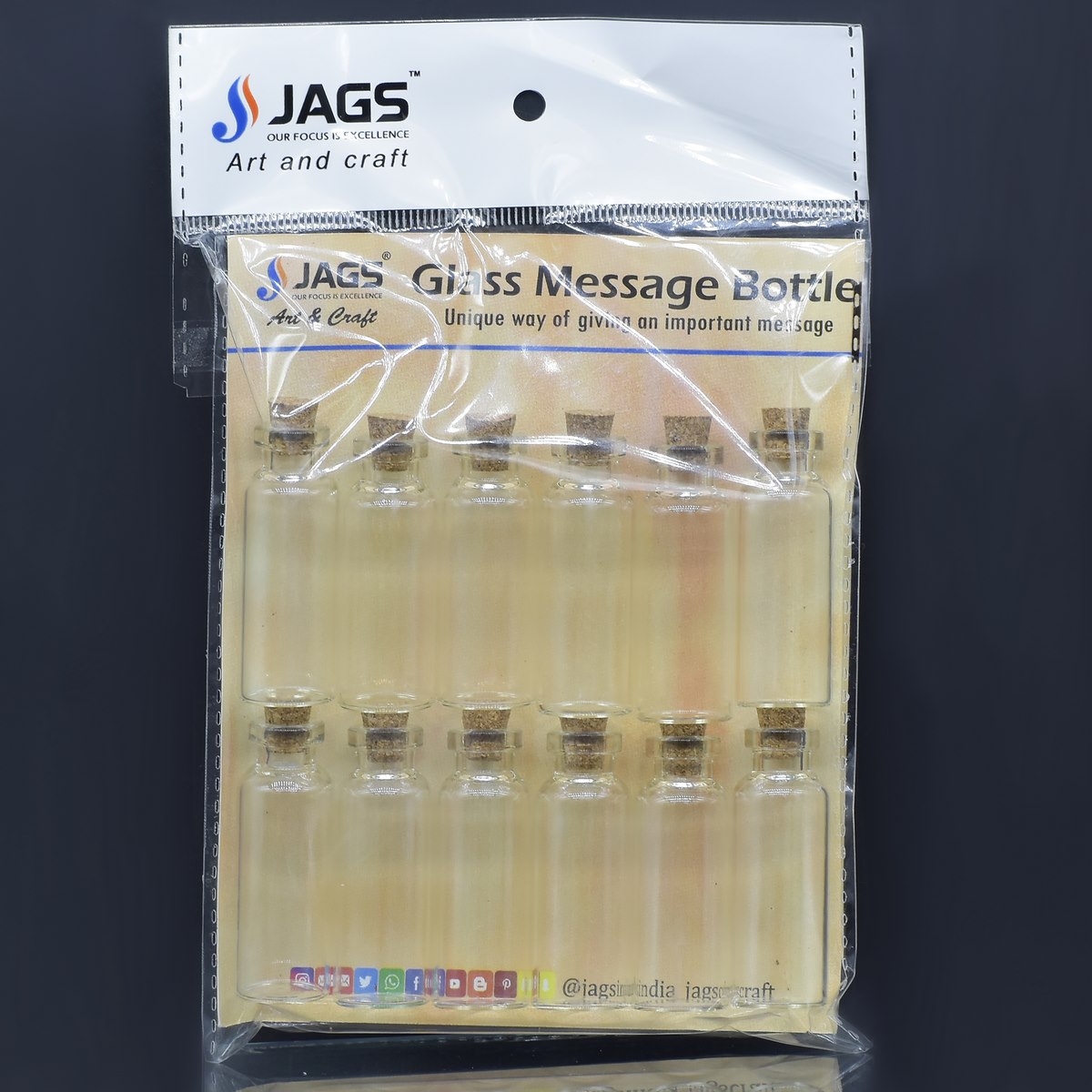 jags-mumbai Glass Bottle And More Glass Messages Bottle 12 Pcs Set 18*50 50MM GMB18X50
