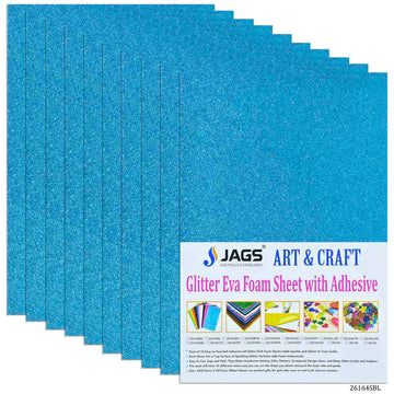 jags-mumbai Glitter Paper & Foam Sheet A4 Glitter Foam Sheet With Sticker Sky Blue 26164SBL