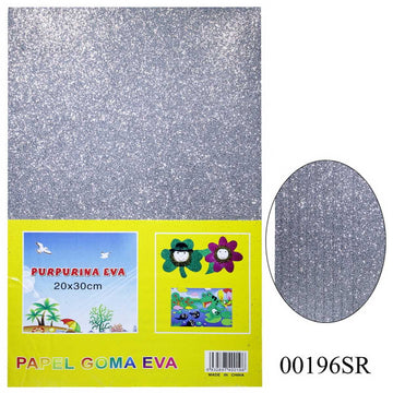 A4 Glitter Foam Sheet Without Stk Silver 00196SR