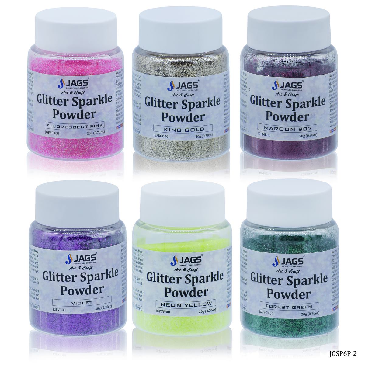 jags-mumbai Glitter Powder Jags Glitter Sparkle Powder 6 Pcs (2No) Mix Colour JGSP6P-2