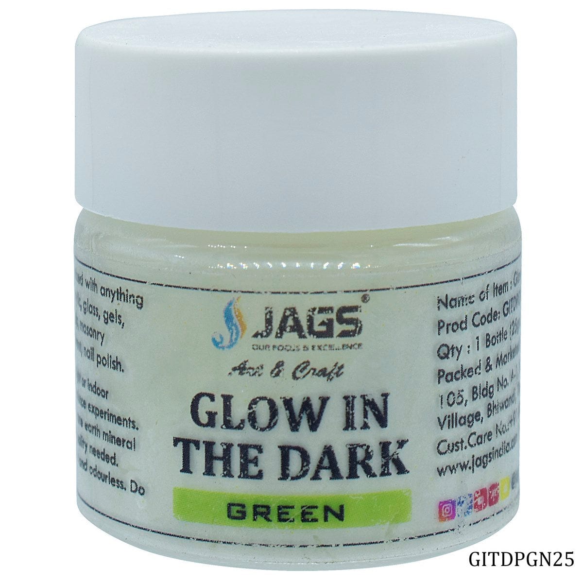 jags-mumbai Glow Powder & Pigment Glow in the Dark Powder 25gm Green GITDPGN25