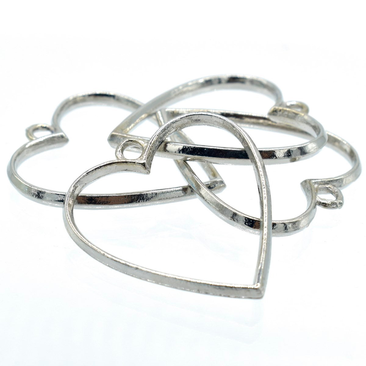 jags-mumbai Jewellery Diy Metal Imitation 4Pcs Heart Silver JRDA09