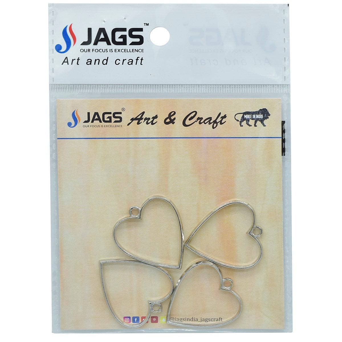 jags-mumbai Jewellery Diy Metal Imitation 4Pcs Heart Silver JRDA09