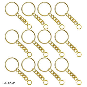 12 Piece Golden keychain ring with ring