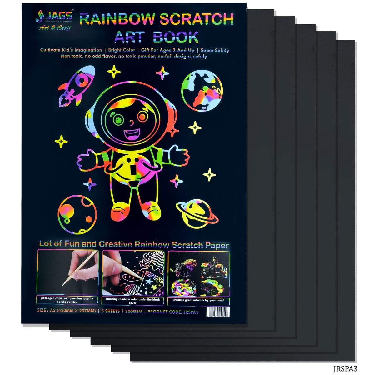 jags-mumbai Kids Books Jags Rainbow Scratch Paper 5 Sheet A3