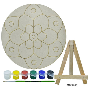MDF DIY Painting Plate Kit Round Rangoli 8 Inch