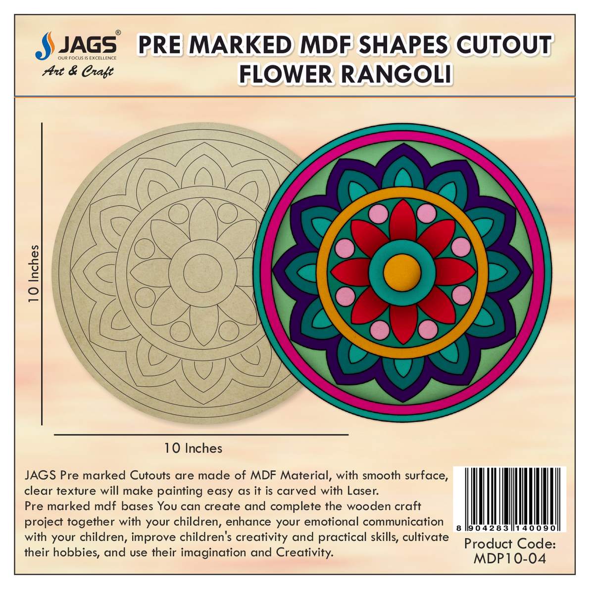 jags-mumbai MDF Pre-marked MDF Flower Rangoli Shapes Cutout for Pichwai Painting and DIY Crafts
