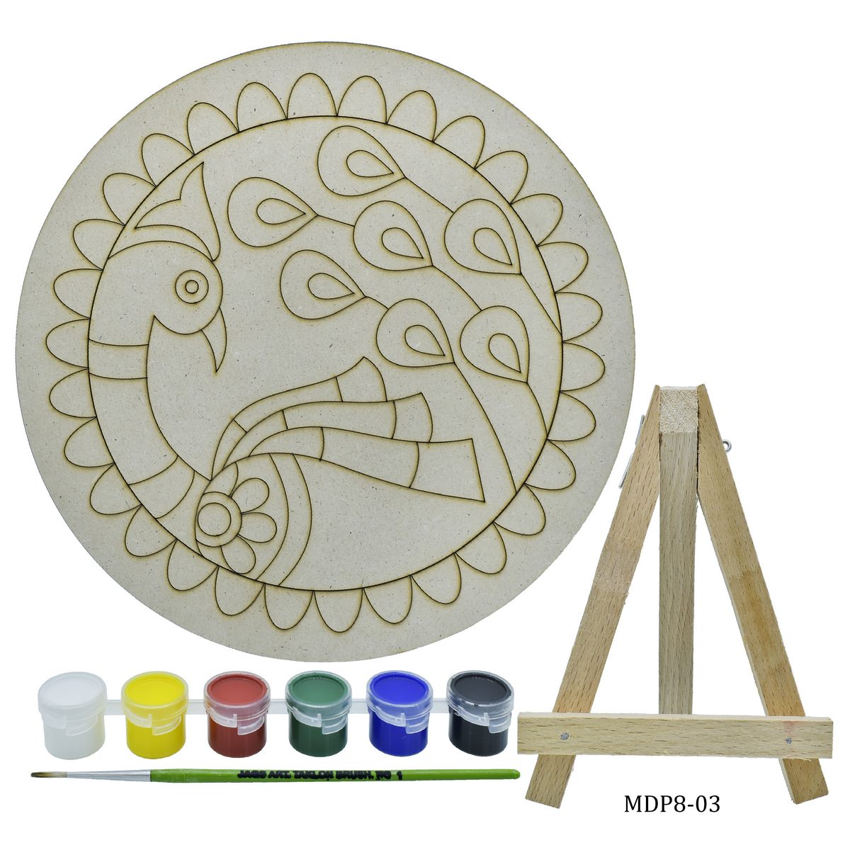 jags-mumbai MDF Pre-marked MDF Peacock Shapes Cutout with Feather for DIY Crafts, Pichwai painting