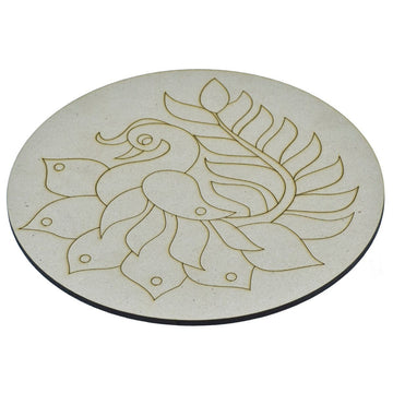 Pre-marked MDF Peacock Shapes Cutout with Lotus for DIY Crafts, Pichwai painting