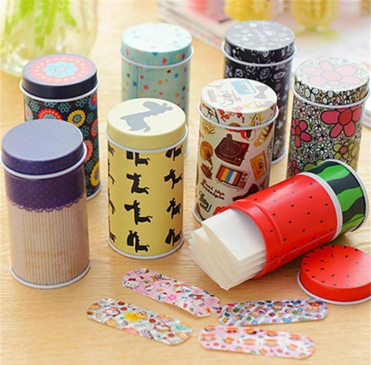 jags-mumbai Metal Box Mini Cylindrical Round Metal Tin Box - A Gift and Storage Solution for Small Treasures( 8X4 CM )-Contain 1 Unit tin