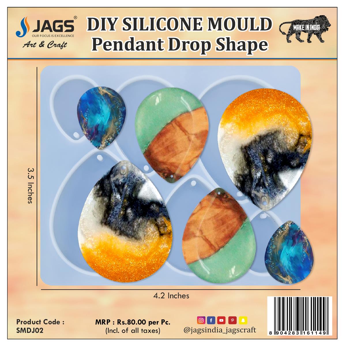 jags-mumbai Mould Silicone Mould Diy Jewelry Locket Pendant Drop Shape SMDJ02