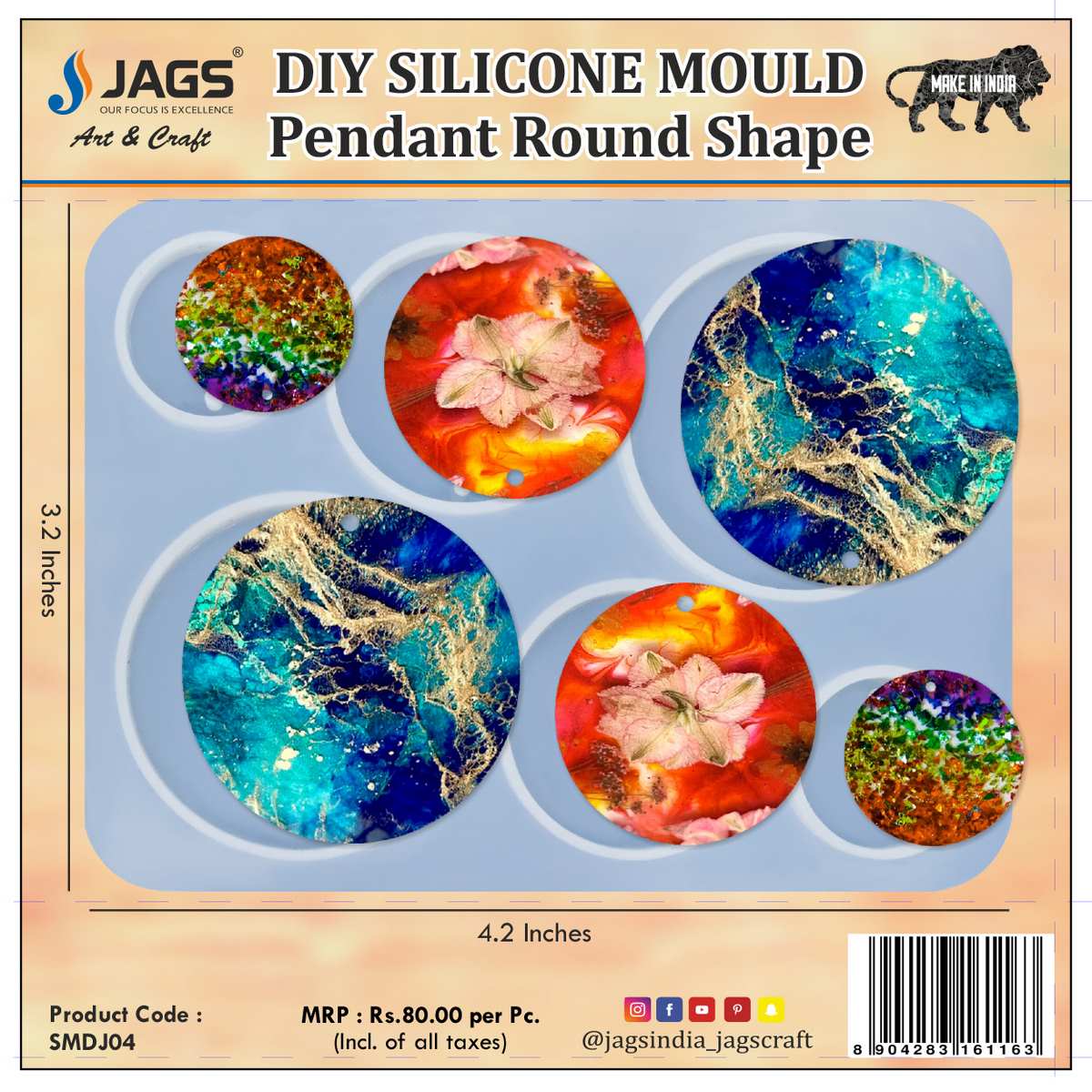 jags-mumbai Mould Silicone Mould Diy Jewelry Locket Pendant Round Shape SMDJ04