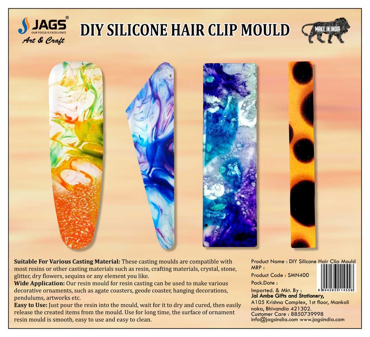 jags-mumbai Mould Silicone Mould Hair Clip 4pc set JA-SMN400