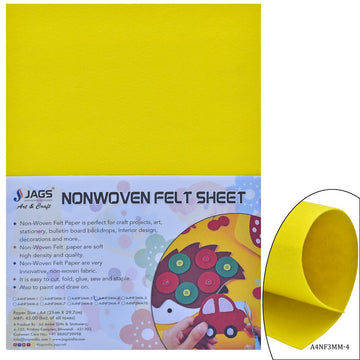 jags-mumbai Non-Woven & Felt Sheets A4 Nonwoven Felt Sheet 3 MM 1 Pcs Yellow