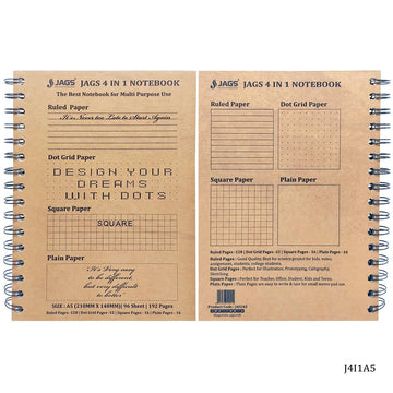 jags-mumbai Notebooks & Diaries JAGS 4in1 Notbook A5 J4I1A5