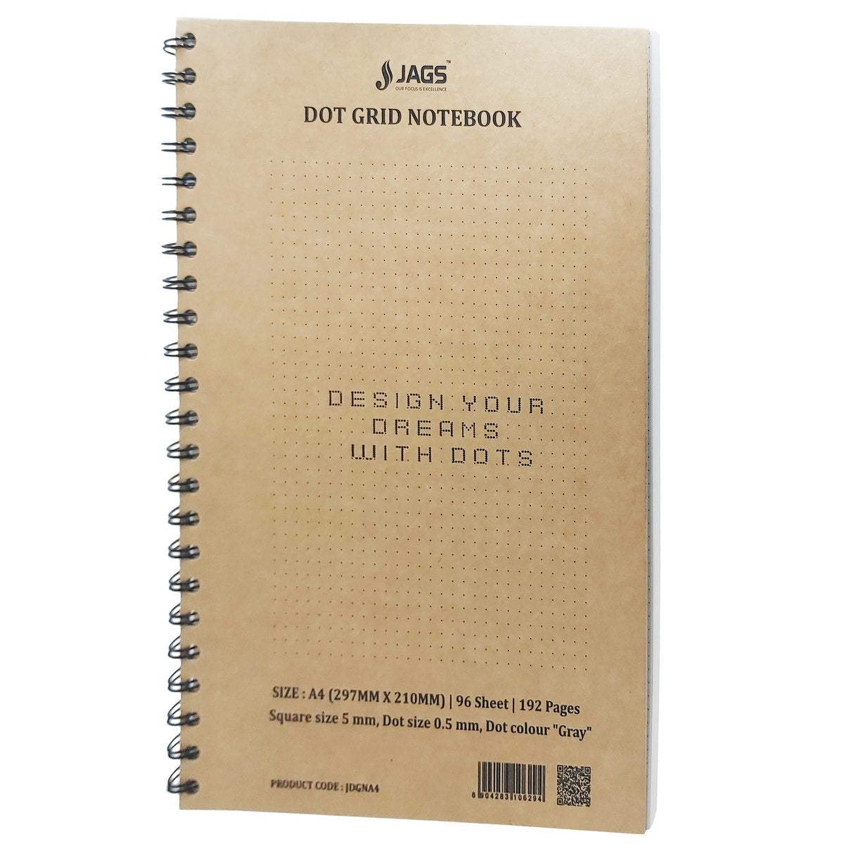 jags-mumbai Notebooks & Diaries Jags Dot Grid Notebook Craft Cover 192Sheet 80Gsm A4 JDGNA4