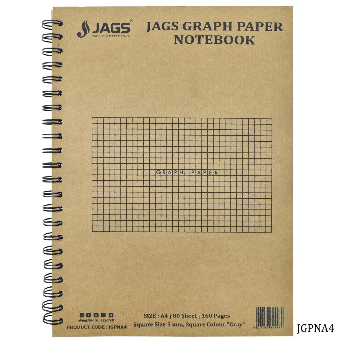 jags-mumbai Notebooks & Diaries Jags Graph Paper Notebook A4 160Pages